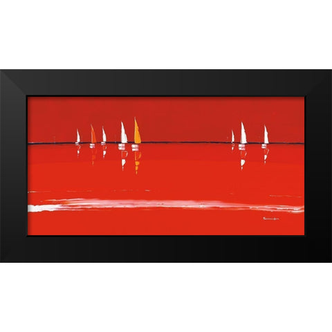 Soleil rouge Black Modern Wood Framed Art Print by Fontdeville, Guy