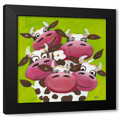 Troupeau Black Modern Wood Framed Art Print with Double Matting by NAT