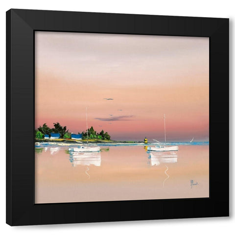 Soleil couchant sur le golfe 1 Black Modern Wood Framed Art Print with Double Matting by Flanet, Frederic