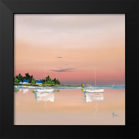 Soleil couchant sur le golfe 1 Black Modern Wood Framed Art Print by Flanet, Frederic