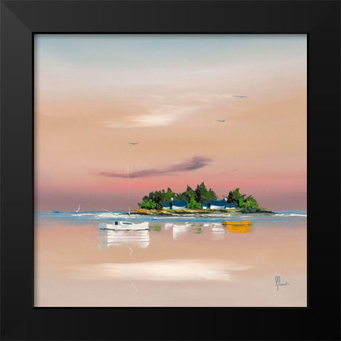 Soleil couchant sur le golfe 2 Black Modern Wood Framed Art Print by Flanet, Frederic