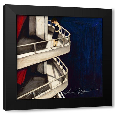 Dalla finestra di Jan e Larry Black Modern Wood Framed Art Print with Double Matting by Calvetti, Fabio