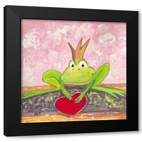 Coeur a prendre Black Modern Wood Framed Art Print with Double Matting by NAT