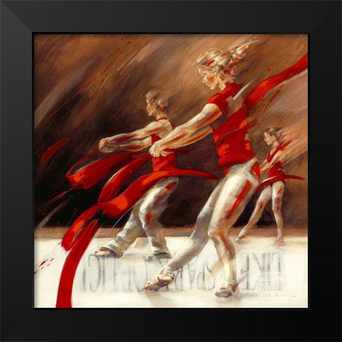 Dancing Ribbons Black Modern Wood Framed Art Print by Meijering, Kitty