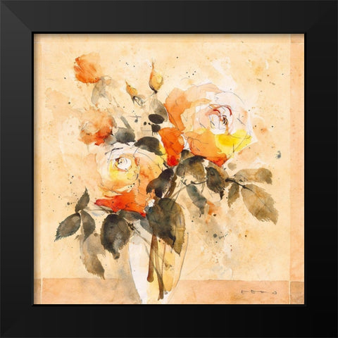 Roses IV Black Modern Wood Framed Art Print by ROMO-Rolf Morschhauser