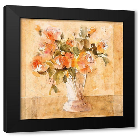 Roses VI Black Modern Wood Framed Art Print by ROMO-Rolf Morschhauser