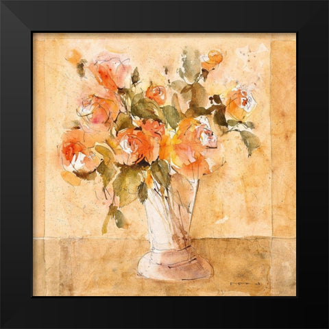Roses VI Black Modern Wood Framed Art Print by ROMO-Rolf Morschhauser