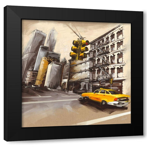 New York - Feu Rouge I Black Modern Wood Framed Art Print by Blondel, Sandrine