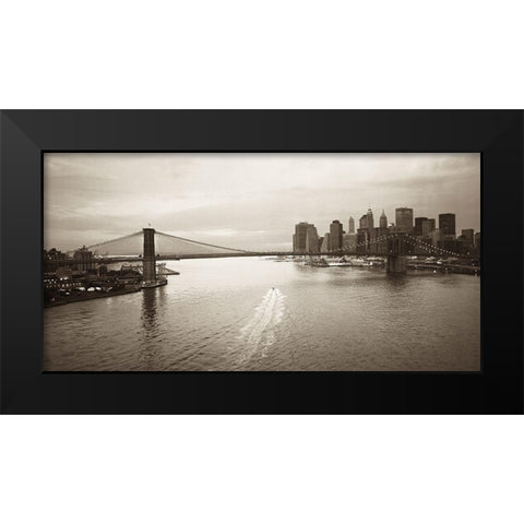 Brooklyn Bridge at Dawn Black Modern Wood Framed Art Print by Butcher, Dave