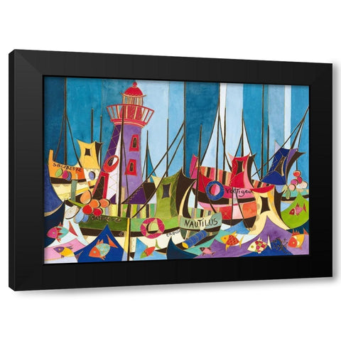 Tempete de Joie sur Erquy Black Modern Wood Framed Art Print with Double Matting by Wentzeis, Martine