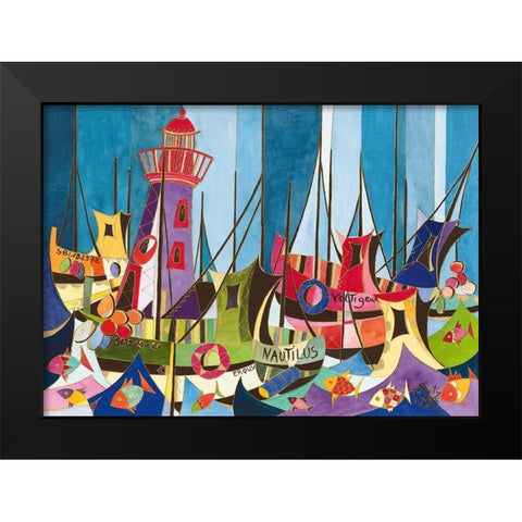 Tempete de Joie sur Erquy Black Modern Wood Framed Art Print by Wentzeis, Martine