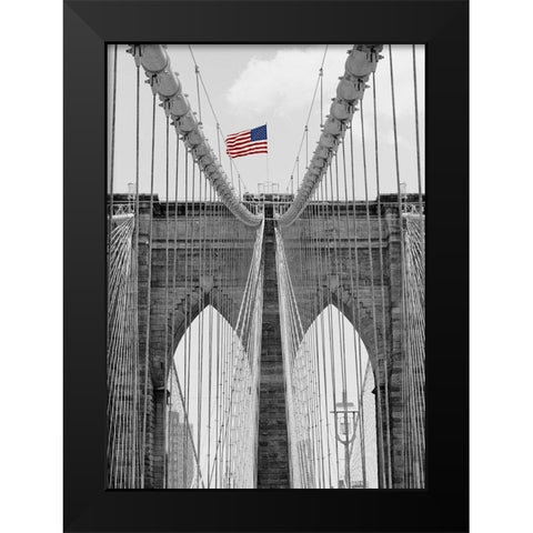 Brooklyn Bridge Tower and Cables #2 Black Modern Wood Framed Art Print by Butcher, Dave