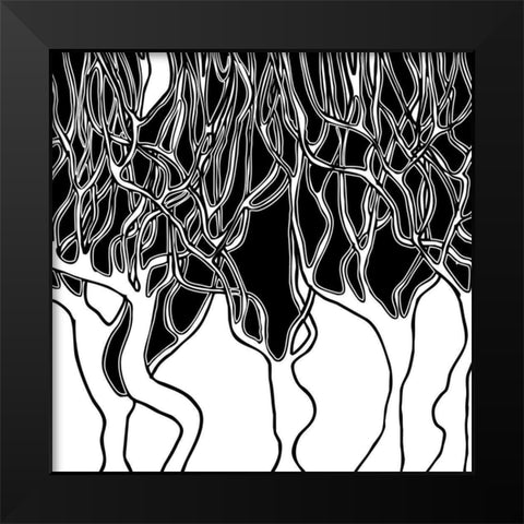 Forest on fire Black Modern Wood Framed Art Print by Talva Design