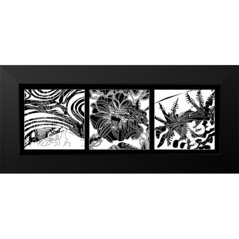 Acquatique Black Modern Wood Framed Art Print by Talva Design