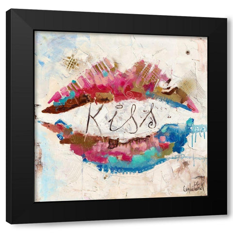 Kiss Black Modern Wood Framed Art Print with Double Matting by Cornee, Patrick