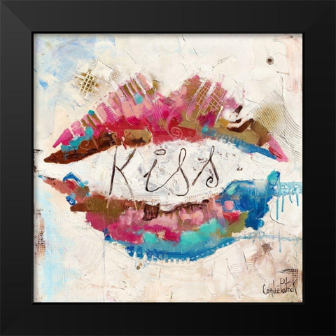 Kiss Black Modern Wood Framed Art Print by Cornee, Patrick