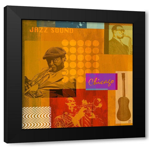 Jazz II Black Modern Wood Framed Art Print with Double Matting by Paput, Philippe