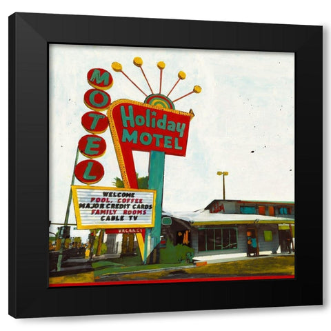 Holiday Motel - Miami Highway Black Modern Wood Framed Art Print with Double Matting by Olukman, Ayline