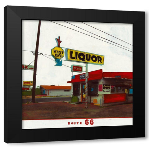 Route 66 - West End Liquor Black Modern Wood Framed Art Print by Olukman, Ayline
