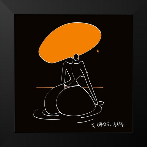 Bain de Minuit Black Modern Wood Framed Art Print by F. Grosliere