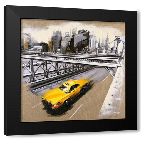 New York - Brooklyn Bridge Black Modern Wood Framed Art Print by Blondel, Sandrine