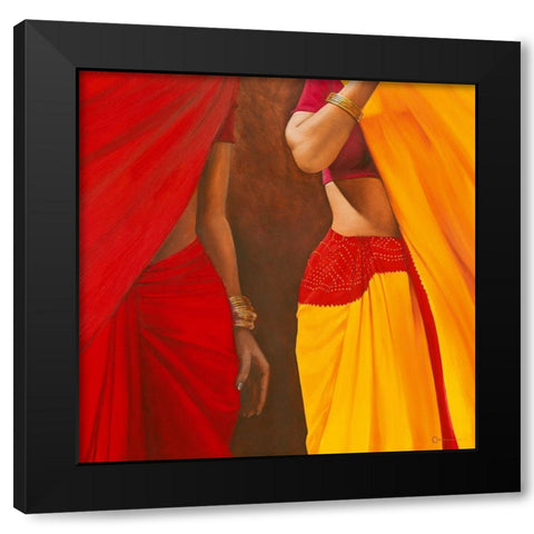 Drapees Black Modern Wood Framed Art Print with Double Matting by Cazal, Cedric