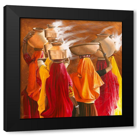 Saris Black Modern Wood Framed Art Print with Double Matting by Cazal, Cedric