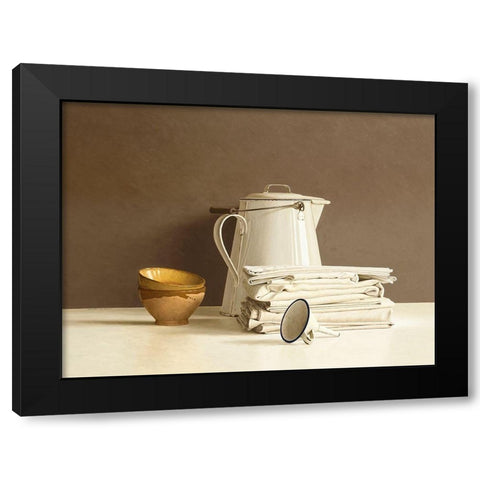 White Can and white Cloths Black Modern Wood Framed Art Print by de Bont, Willem