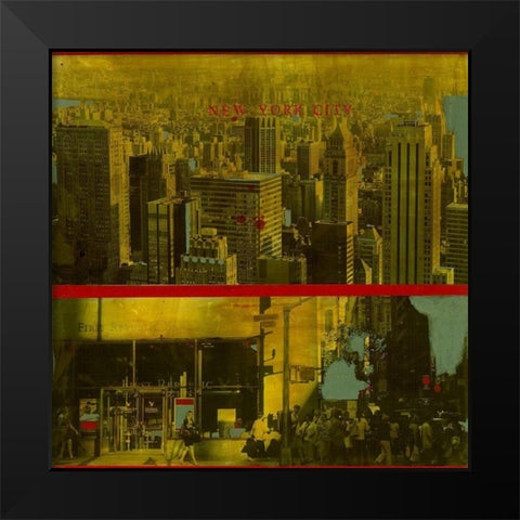 New York City Black Modern Wood Framed Art Print by Olukman, Ayline