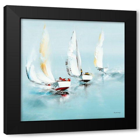 Grand largue Black Modern Wood Framed Art Print with Double Matting by de Courcy, Gerard
