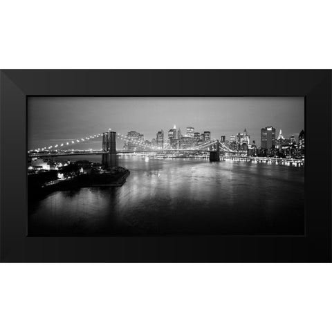 Brooklyn Bridge Black Modern Wood Framed Art Print by Butcher, Dave