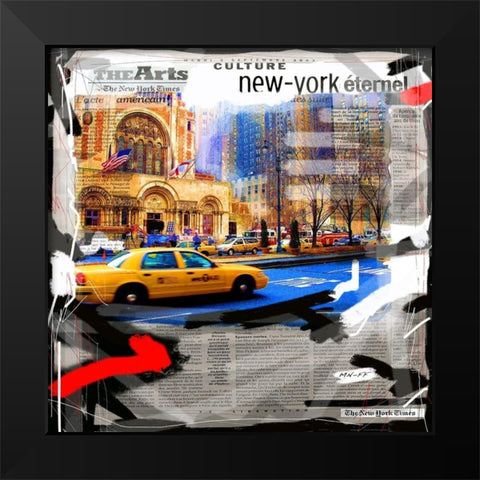 New York Culture Black Modern Wood Framed Art Print by MN.FF