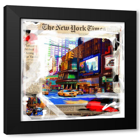 Balade a New York Black Modern Wood Framed Art Print by MN.FF