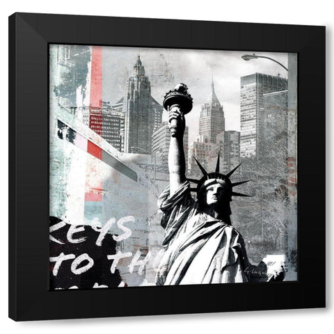 Statue of Liberty Black Modern Wood Framed Art Print with Double Matting by Luger, Gery