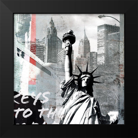 Statue of Liberty Black Modern Wood Framed Art Print by Luger, Gery