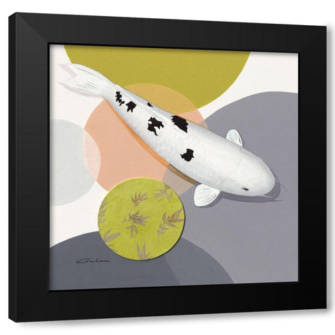Koi Harmony Bekko Black Modern Wood Framed Art Print with Double Matting by Gruhn, Nicole