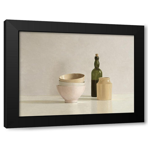 Stacked Bowls-Bottle and little Jar Black Modern Wood Framed Art Print by de Bont, Willem