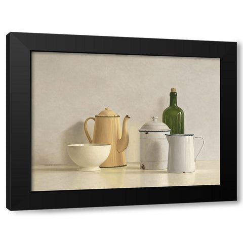 Still Life with yellow Coffeepot Black Modern Wood Framed Art Print by de Bont, Willem