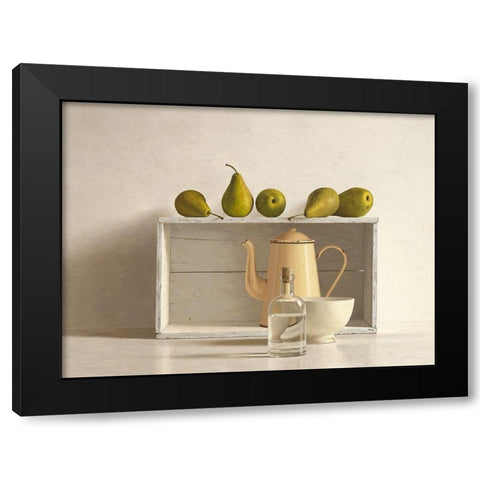 Five Pears on Box Black Modern Wood Framed Art Print with Double Matting by de Bont, Willem