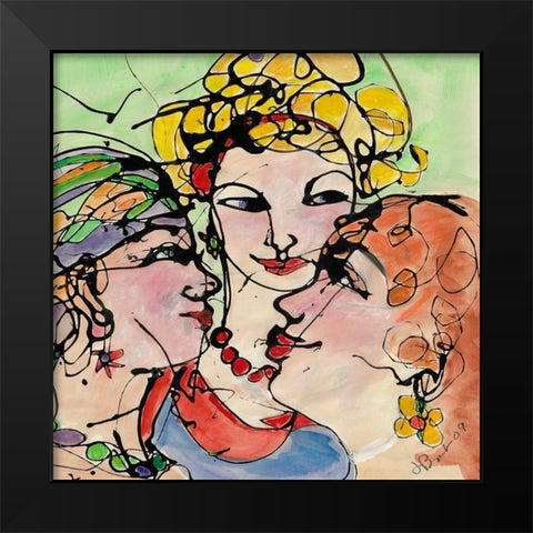 The Chat Room Black Modern Wood Framed Art Print by Burt, Jane