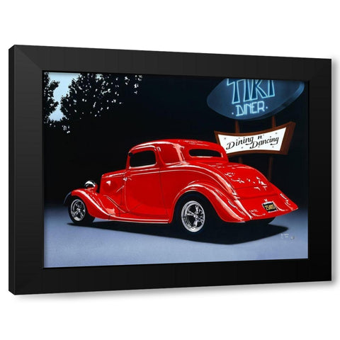 Tiki Diner Black Modern Wood Framed Art Print with Double Matting by Tempier, Guy
