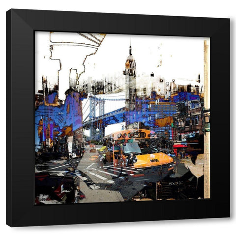 New York Brooklyn Bus Black Modern Wood Framed Art Print with Double Matting by MN.FF