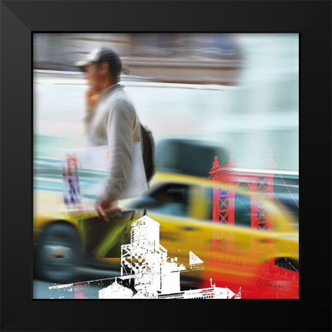 NY City Service Black Modern Wood Framed Art Print by Luger, Gery