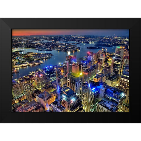 Darling Harbour Black Modern Wood Framed Art Print by Terrible, Aurelien