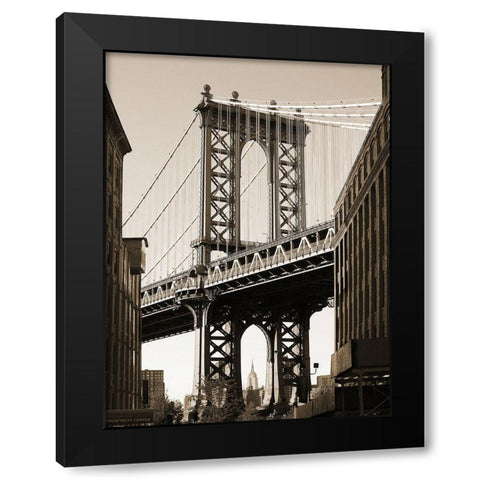 Manhattan Bridge Black Modern Wood Framed Art Print by Terrible, Aurelien