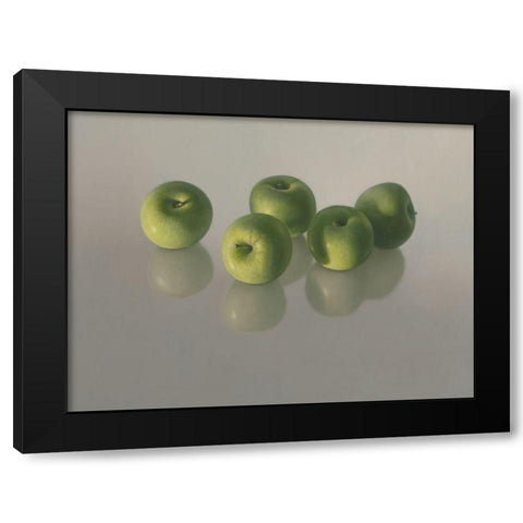 Vijf appels Black Modern Wood Framed Art Print by Delaer
