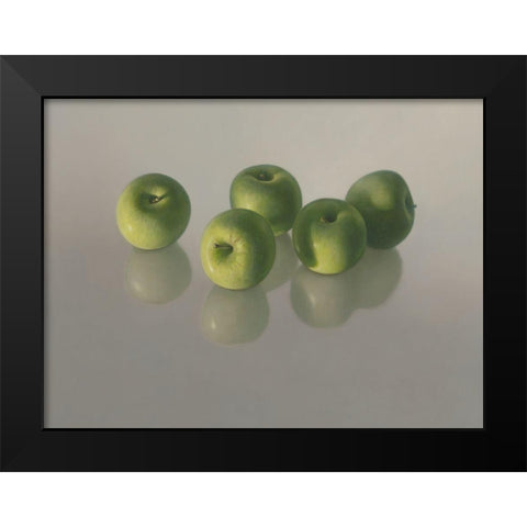 Vijf appels Black Modern Wood Framed Art Print by Delaer