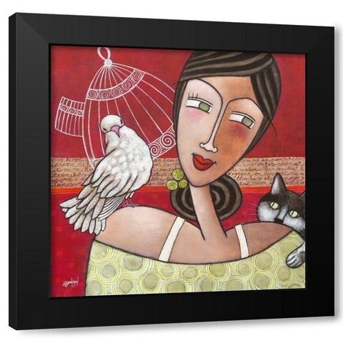 Peace and Love Black Modern Wood Framed Art Print with Double Matting by Bandiziol, Geraldine