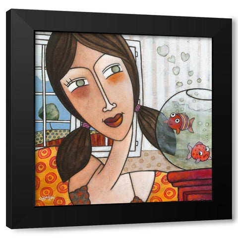Le rencard de Maelys Black Modern Wood Framed Art Print with Double Matting by Bandiziol, Geraldine