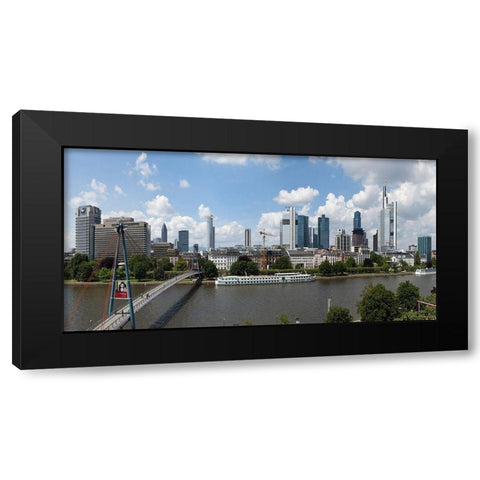 Skyline Frankfurt Panorama Black Modern Wood Framed Art Print with Double Matting by Fischer, Rolf
